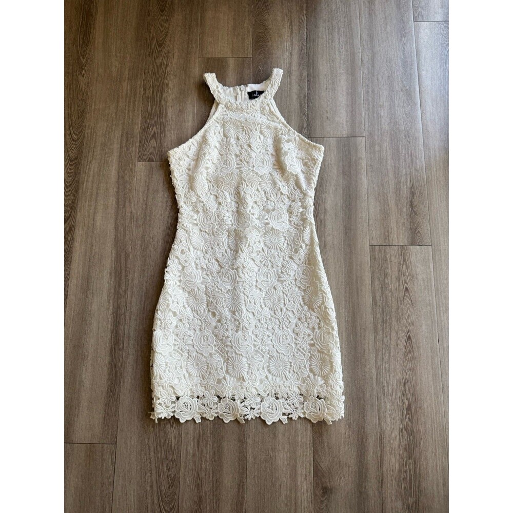 Lulus Love Poem Lace Ivory White Sheath Dress Size M Innocent Euro Summer Mini - Picture 2 of 16